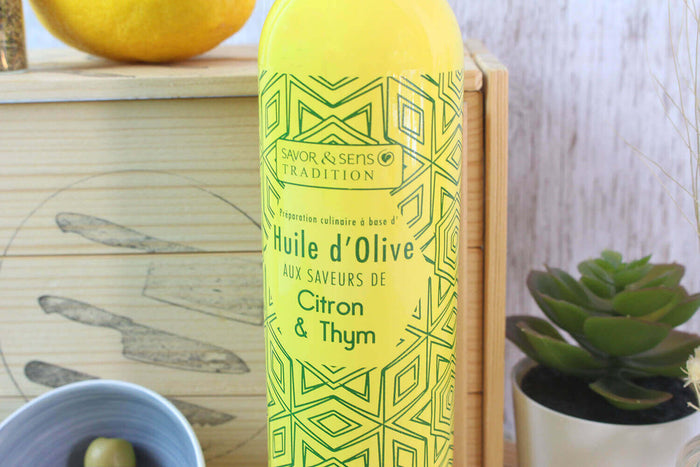 Huile d'olive Savor&Sens Color Block saveur citron thym - 20cl