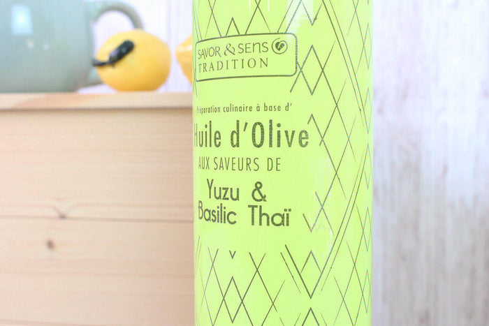 Huile d'olive Savor&Sens Color Block saveur yuzu et basilic thaï - 20cl