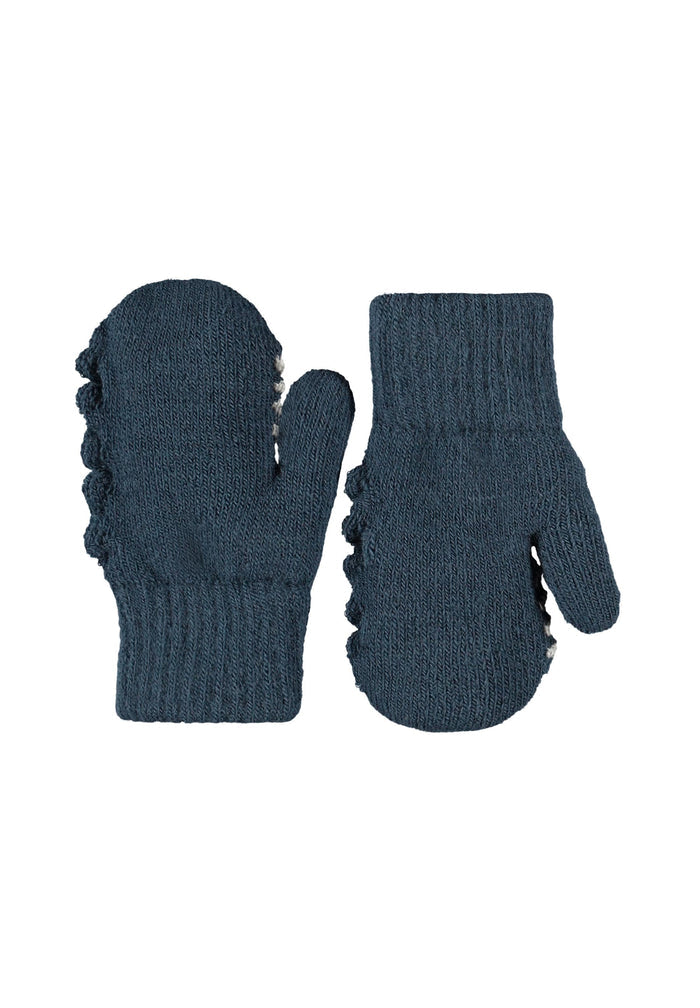 Pair of blue mittens on a white background