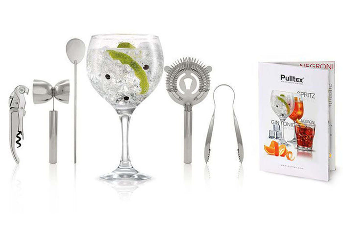 Kit cocktail 5 pièces Pulltex acier inoxydable + recettes