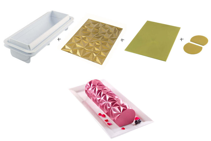 Kit moule à bûche glacée en silicone Silikomart Diamond