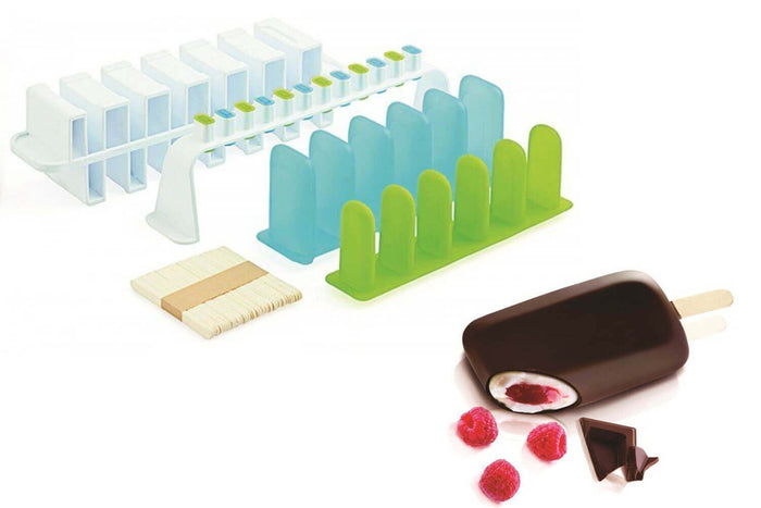 Kit moule à glace Silikomart L'Italiano : 2 moules en silicone et 2 supports en synthétique