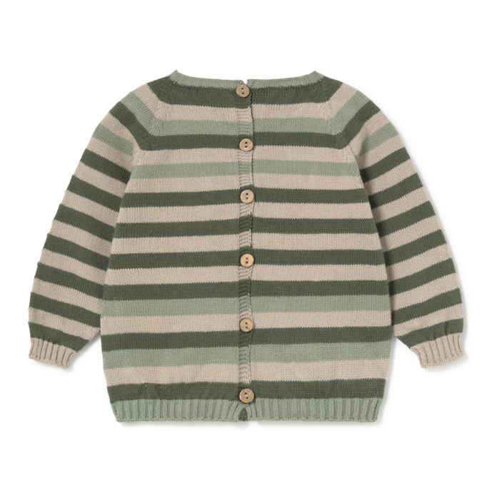 Striped sweater with buttons on a white background