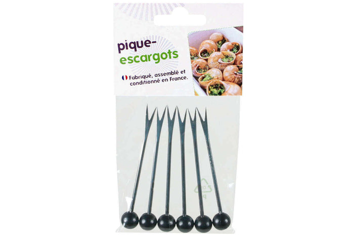 Lot de 6 piques-escargots en acier inoxydable