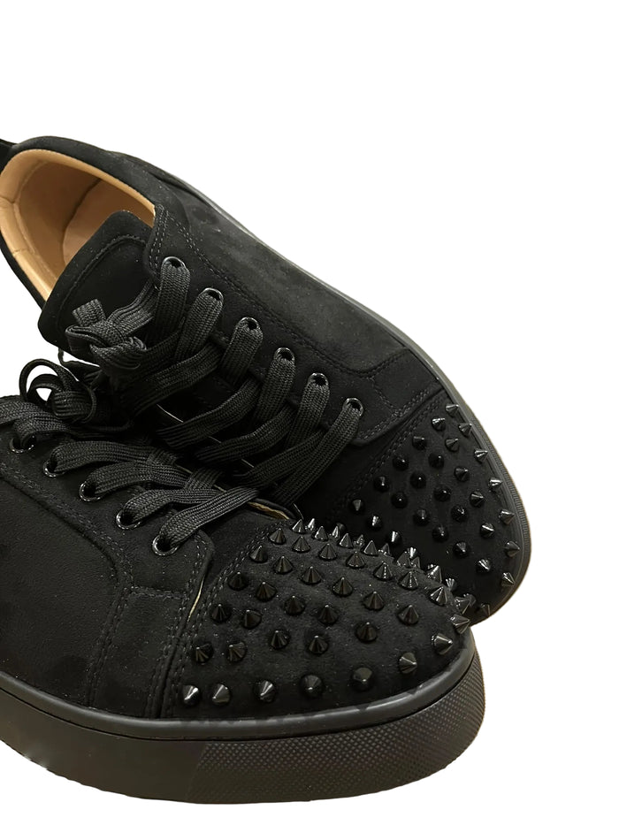Christian Louboutin Louis Junior Spikes Black Suede (Triple Black)