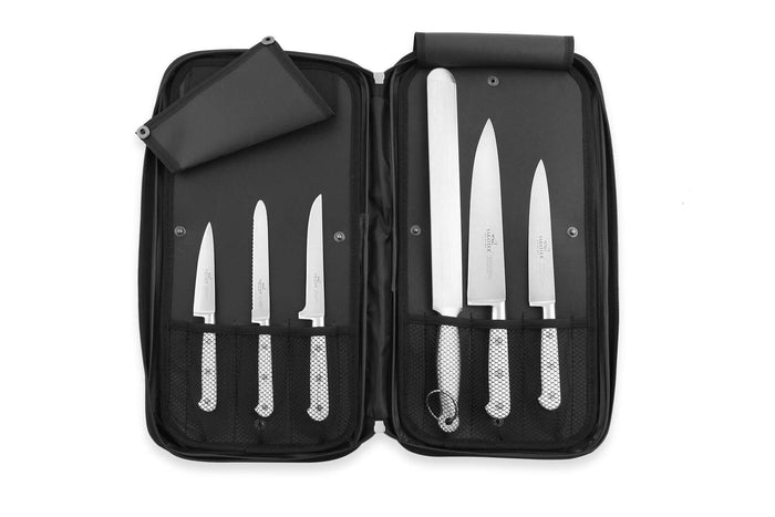 Mallette cuisine Sabatier Toque Blanche 5 couteaux fabrication française + 1 fusil