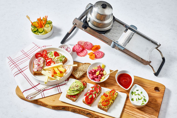 Mandoline De Buyer Revolution avec 3 peignes + chariot et poussoir