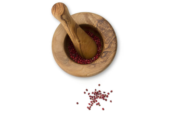 Mortier avec pilon Continenta en bois d'olivier Ø14cm