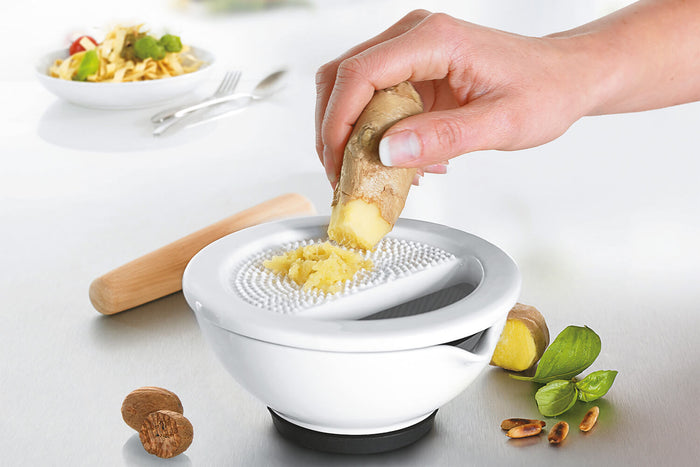 Mortier en porcelaine Gefu Suri avec râpe intégrée - Diamètre 13,5cm