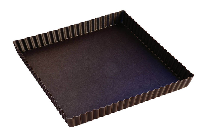 Moule à tarte maison cannelé carré Gobel anti-adhérent avec fond fixe