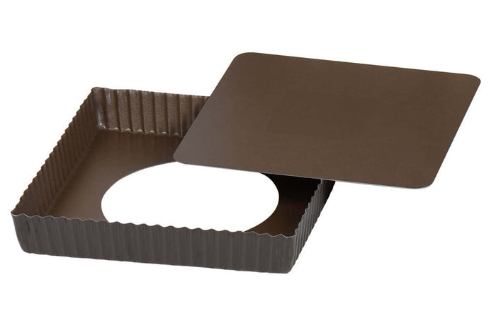 Moule à tarte maison cannelé carré Gobel anti-adhérent avec fond mobile
