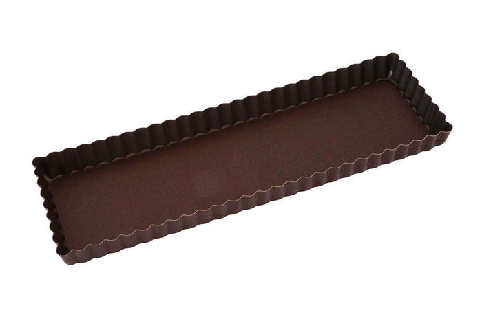 Moule à tarte maison cannelé rectangulaire Gobel anti-adhérent avec fond fixe