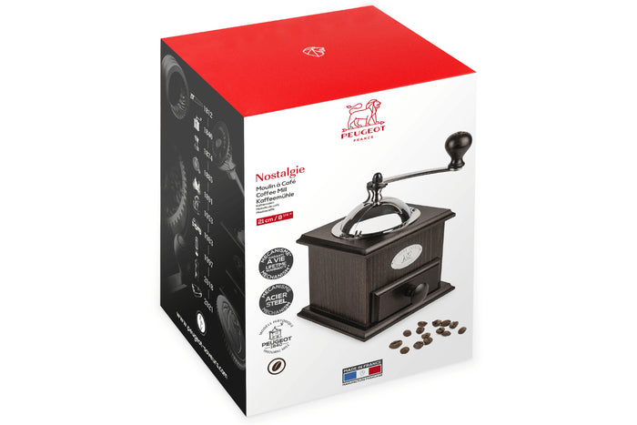 Moulin à café manuel Peugeot Nostalgie en hêtre chocolat 21cm