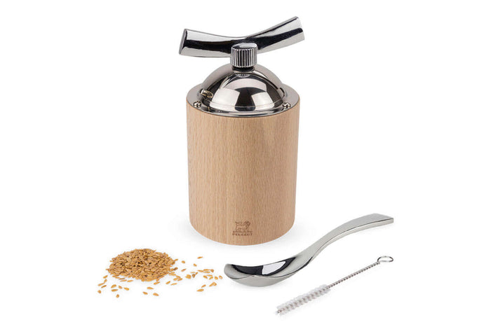 Moulin à graines de lin manuel Peugeot Isen en bois et inox 13cm