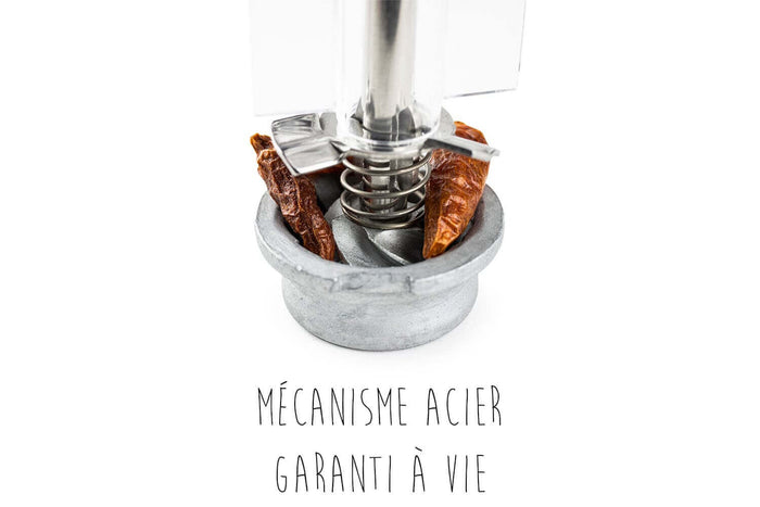 Moulin à piment manuel Peugeot Oléron naturel en acrylique et bois 14cm
