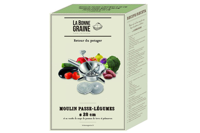 Moulin passe-légumes 3 grilles La Bonne Graine en acier inox Ø20cm