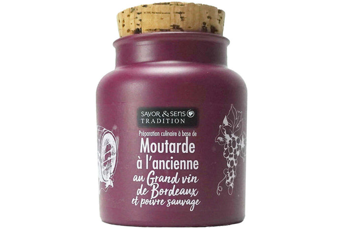 Moutarde à l'ancienne Savor&Sens au grand vin de Bordeaux et poivre sauvage - 110g