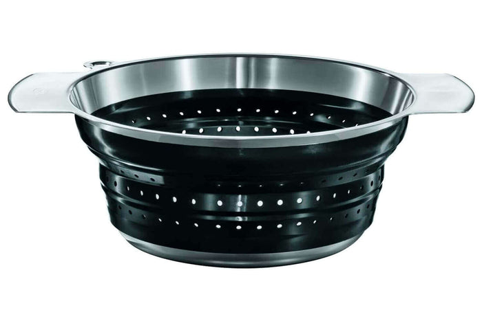 Passoire pliable noire Rösle en acier et silicone - Diamètre 24cm