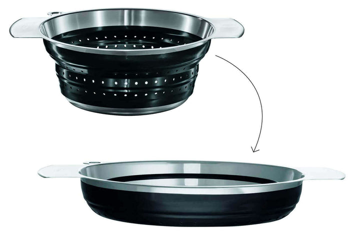 Passoire pliable noire Rösle en acier et silicone - Diamètre 24cm