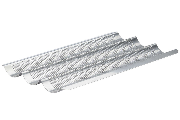 Plaque de cuisson De Buyer perforée en inox pour 3 baguettes