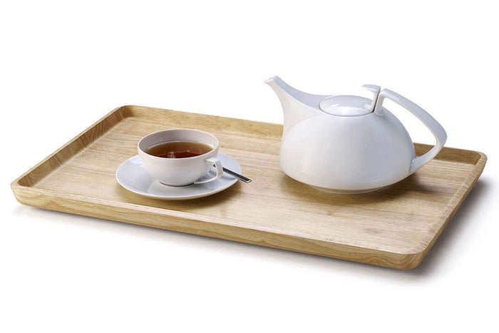 Plateau de service rectangulaire Continenta en bois d'hévéa 53x32x3cm