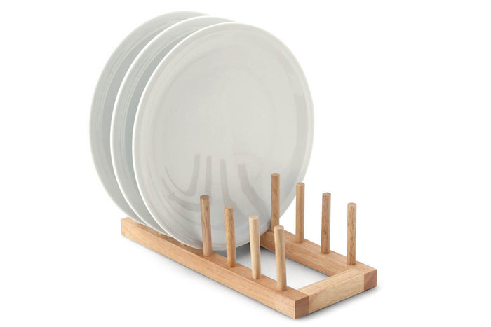 Porte-assiettes Continenta en bois d'hévéa 6 emplacements