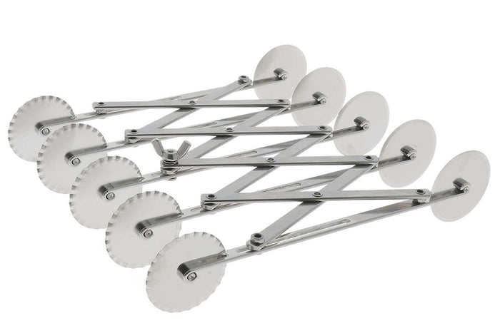 Rouleau multicoupe métal double 5 roulettes lisses et 5 roulettes cannelées acier inox