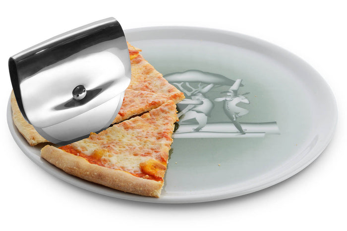 Roulette à pizza Alessi Taio tout en inox design par Valerio Sommella