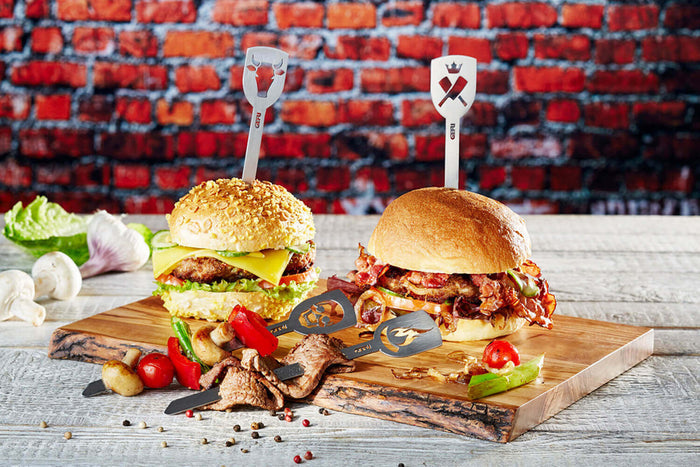Set 2 Pics à burgers Gefu Torro motif taureau et couperet