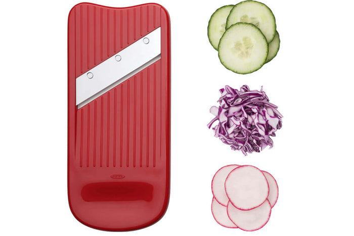 Set 2 râpes + 1 éminceur + 1 spiralizer avec récupérateur OXO