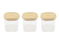 Set de 3 boîtes carrées en verre Pebbly avec couvercle en bambou - 800ml
