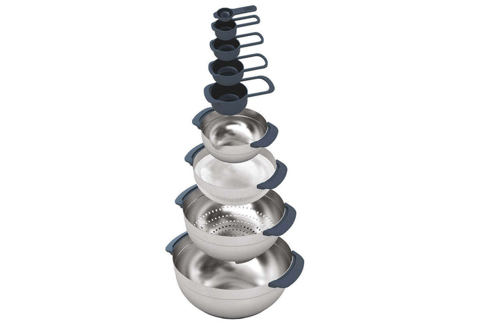 Set de 9 bols/passoires/doseurs Joseph Joseph Nest 100 emboîtables en inox