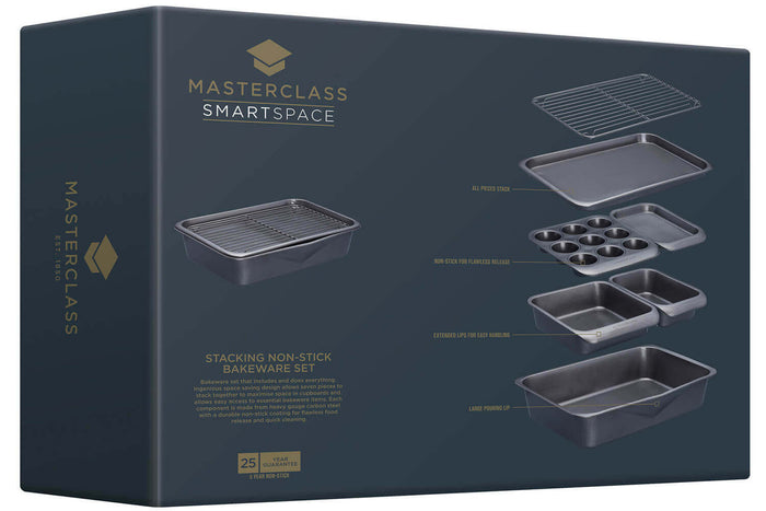 Set empilable 7 moules pâtisserie et plaques MasterClass Smartspace antiadhésifs