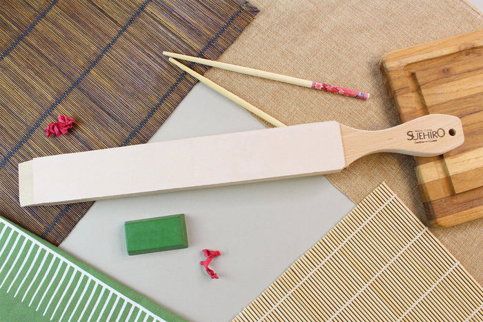 Set stropping cuir de polissage japonais Suehiro 48,5cm + pâte abrasive