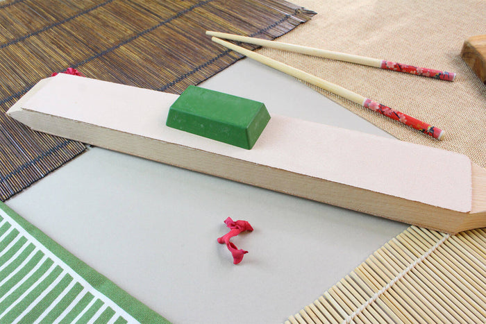Set stropping cuir de polissage japonais Suehiro 48,5cm + pâte abrasive