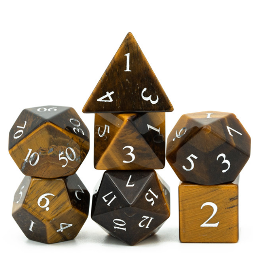 Tiger's Eye Engraved  RPG Stone Dice Set