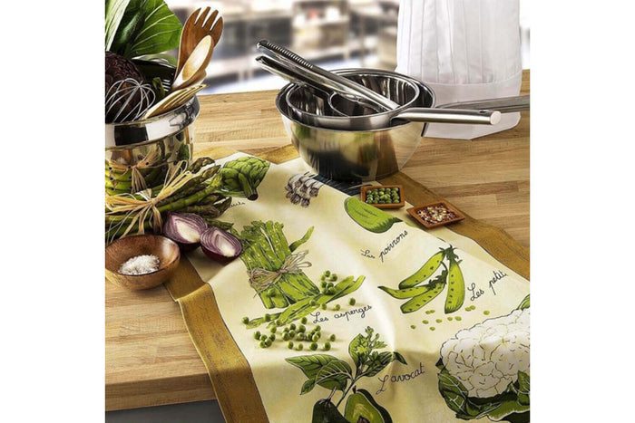 Torchon de cuisine Beauvillé Légumes Verts fabriqué en France 50x80cm