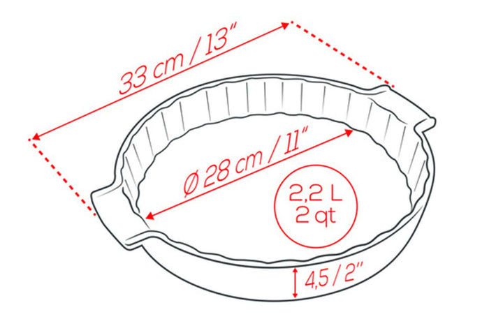 Tourtière Peugeot Appolia en céramique rouge Ø28cm